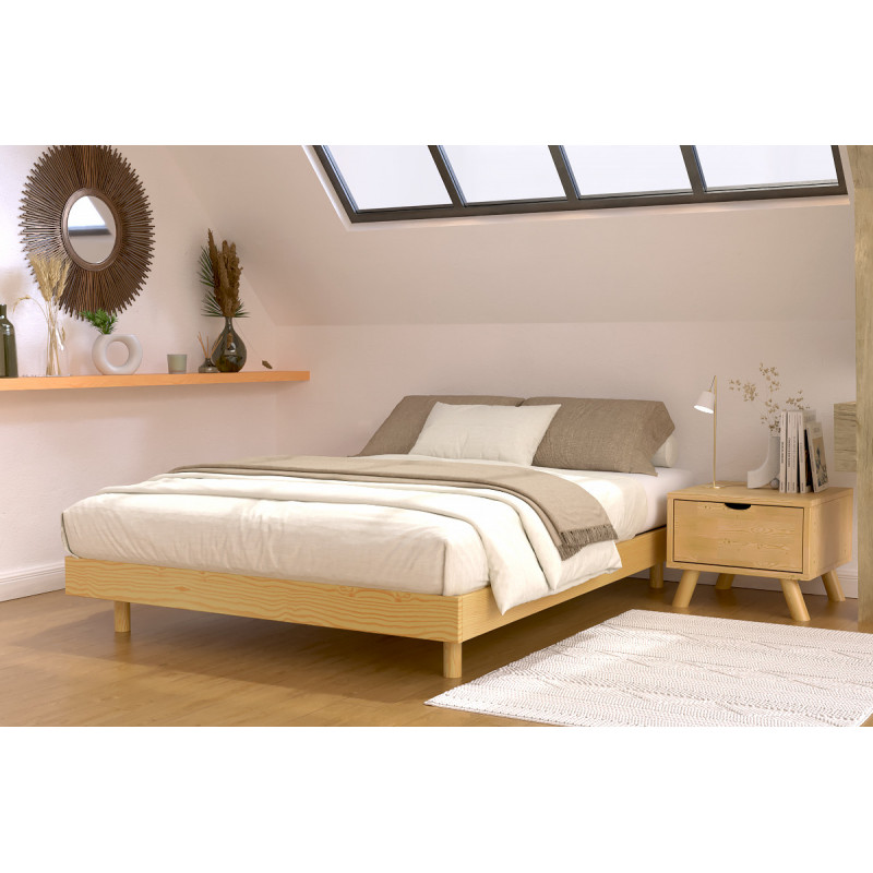 Letto in legno massello 140x200 con finitura miele