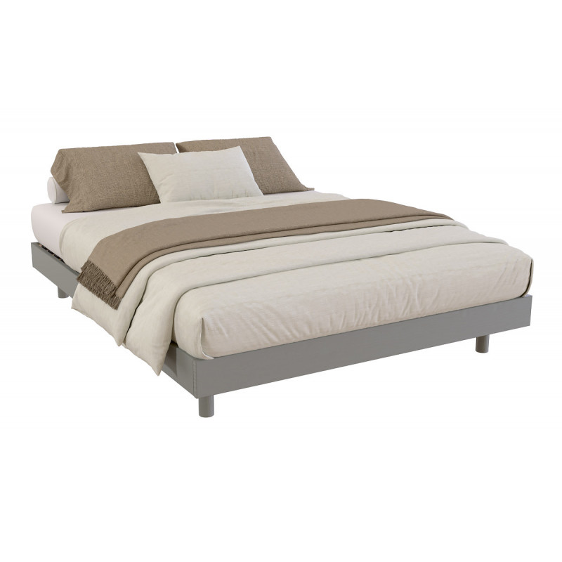 Letto 140x200 prodotto in Francia in legno massello - verniciato all'acqua grigio