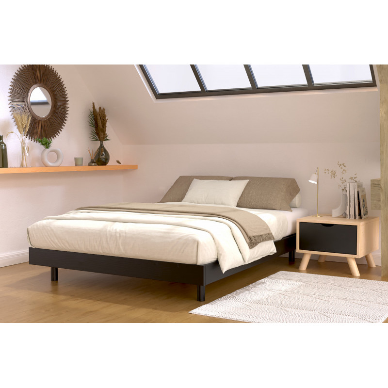 Somier 160x200 Kit France - barniz satinado negro