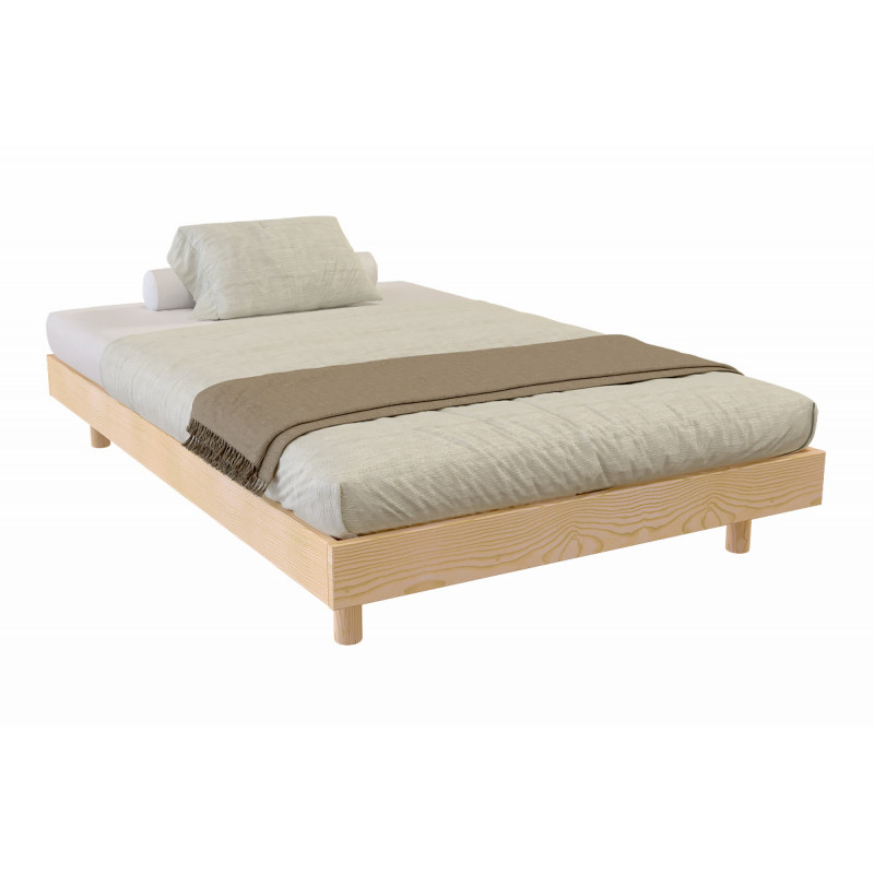 Double slatted bed Kit France in solid wood - untreated