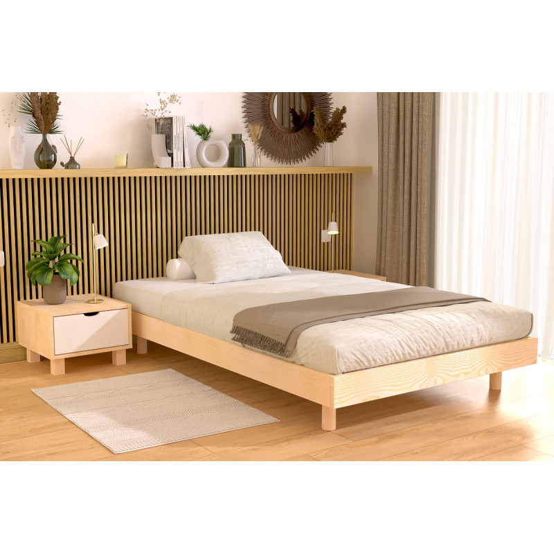 120x190 slat beds Kit France in solid unvarnished wood