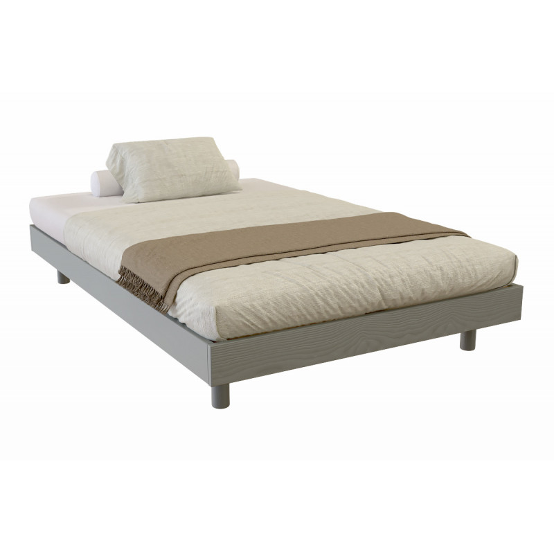 Kit France slat beds in solid wood - grey varnish