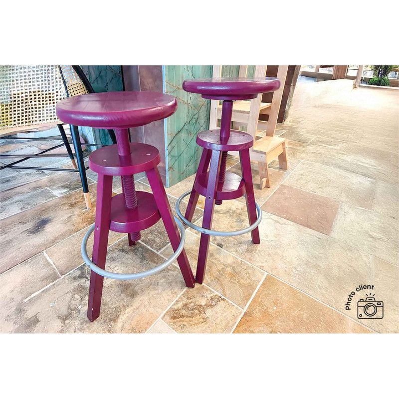 Wooden bar stool with screw | ABC Meubles