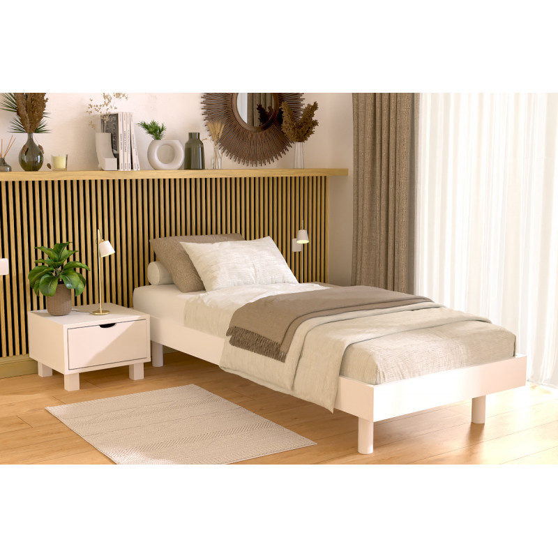 Bed base 90x200 Kit Noé white varnish