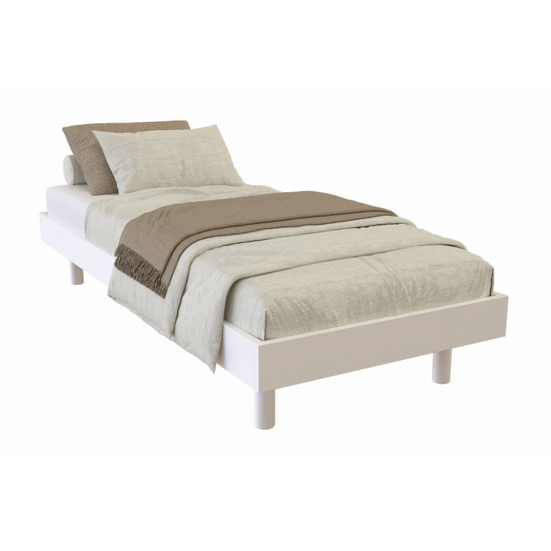 Wooden bed base 90x200 Kit Noé white varnish