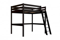 Lit mezzanine 2 places bois Sylvia 140x190 échelle inclinée