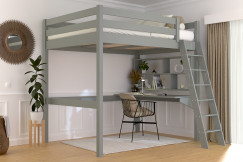 Letto a soppalco 140x190 legno con scala Sylvia scala inclinata