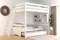 Lit mezzanine 2 places bois Sylvia 140x190 échelle inclinée