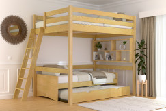 Letto a soppalco 140x190 legno con scala Sylvia scala inclinata