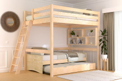 Wooden high sleeper bed Sylvia 140x190 inclined ladder