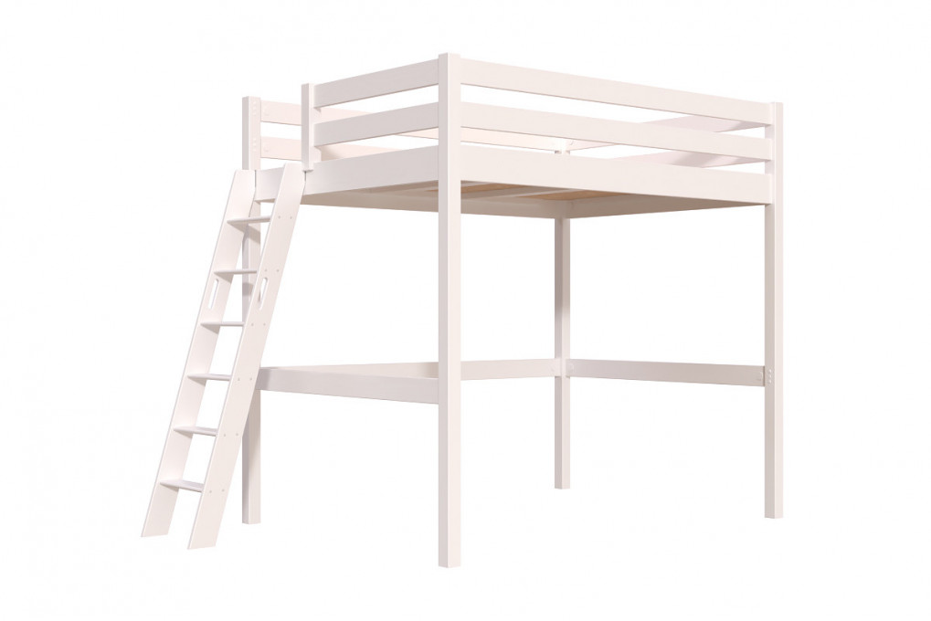 Lit mezzanine 2 places bois Sylvia 140x190 échelle inclinée