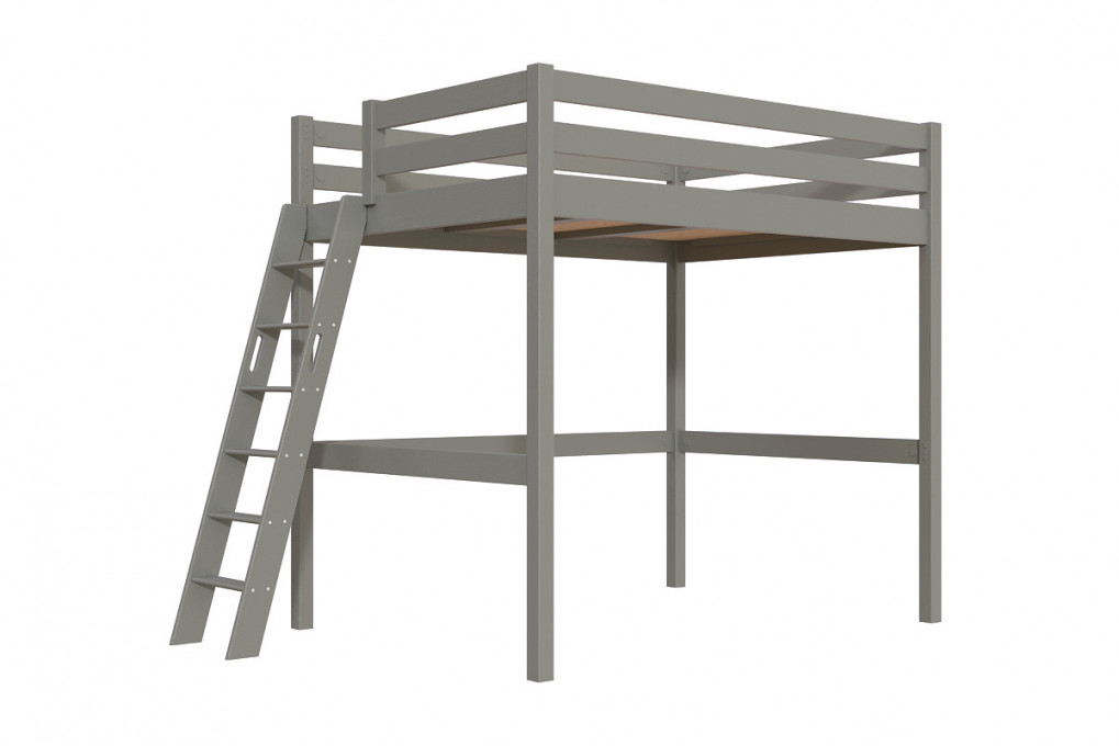 Letto a soppalco 140x190 legno con scala Sylvia scala inclinata