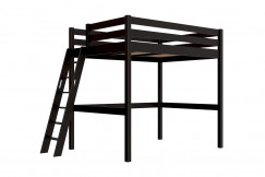 Lit mezzanine 2 places bois Sylvia 140x190 échelle inclinée