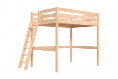Wooden high sleeper bed Sylvia 140x190 inclined ladder