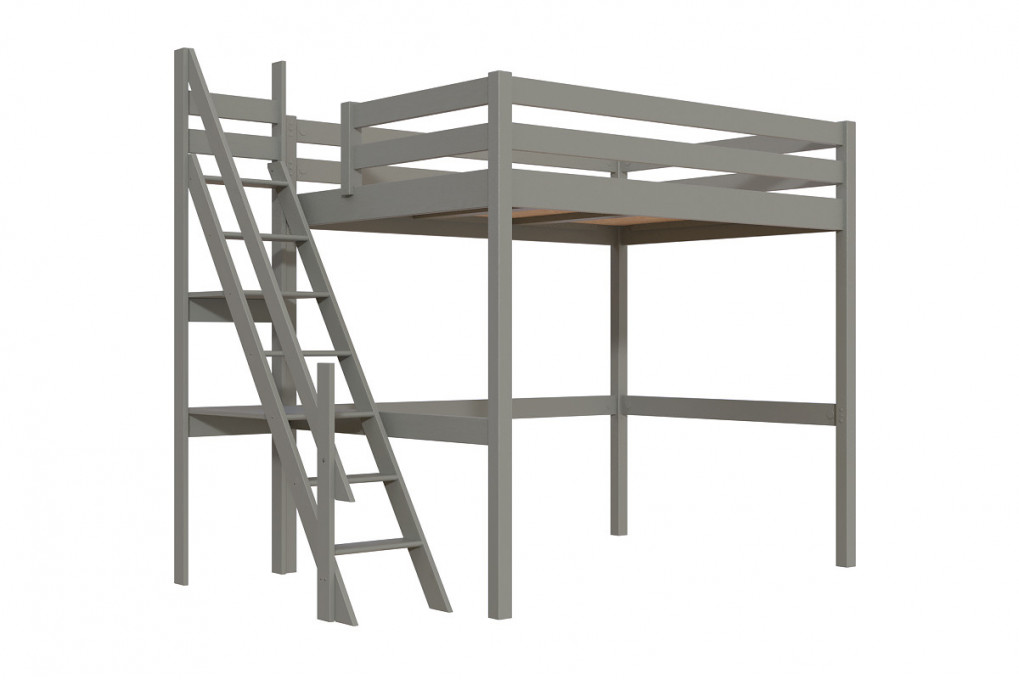 Lit mezzanine bois 140x200 Sylvia avec escalier de meunier