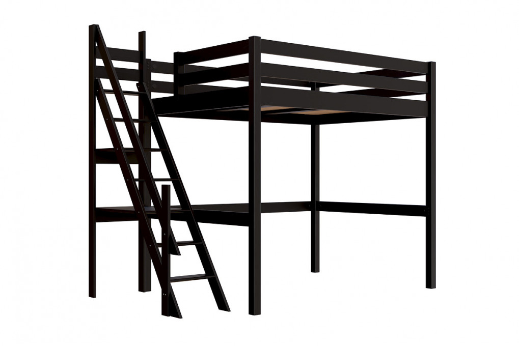 Lit mezzanine bois 140x200 Sylvia avec escalier de meunier