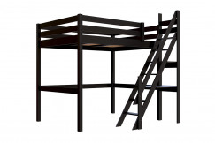 Lit mezzanine bois 140x200 Sylvia avec escalier de meunier