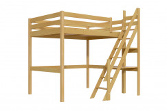 Lit mezzanine bois 140x200 Sylvia avec escalier de meunier