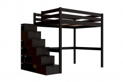 Letto a soppalco legno con scala cubo Sylvia - 140x200