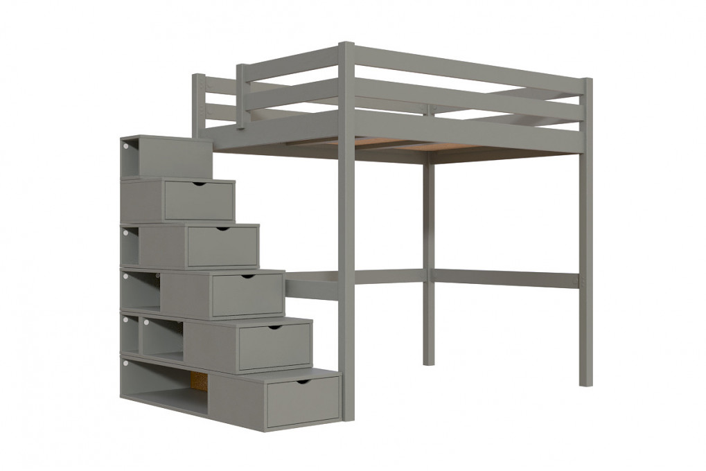 Hochbett 140x200 Sylvia mit treppenregal