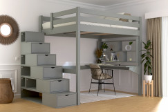 Hochbett 140x200 Sylvia mit treppenregal