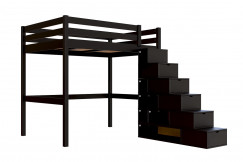Letto a soppalco legno con scala cubo Sylvia - 140x200