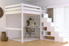 Letto a soppalco legno con scala cubo Sylvia - 140x200