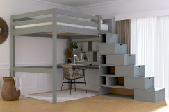 Hochbett 140x200 Sylvia mit treppenregal