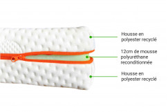 Matratze 80 x 190 cm aus Schaumstoff 13 cm Moussaillon