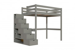 Lit mezzanine bois 120x200 Sylvia avec escalier cube