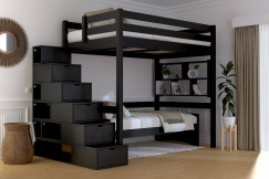 Sylvia high sleeper bed 120x200 with staircase with storage