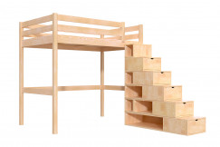 Letto a soppalco legno con scala cubo Sylvia - 120x200