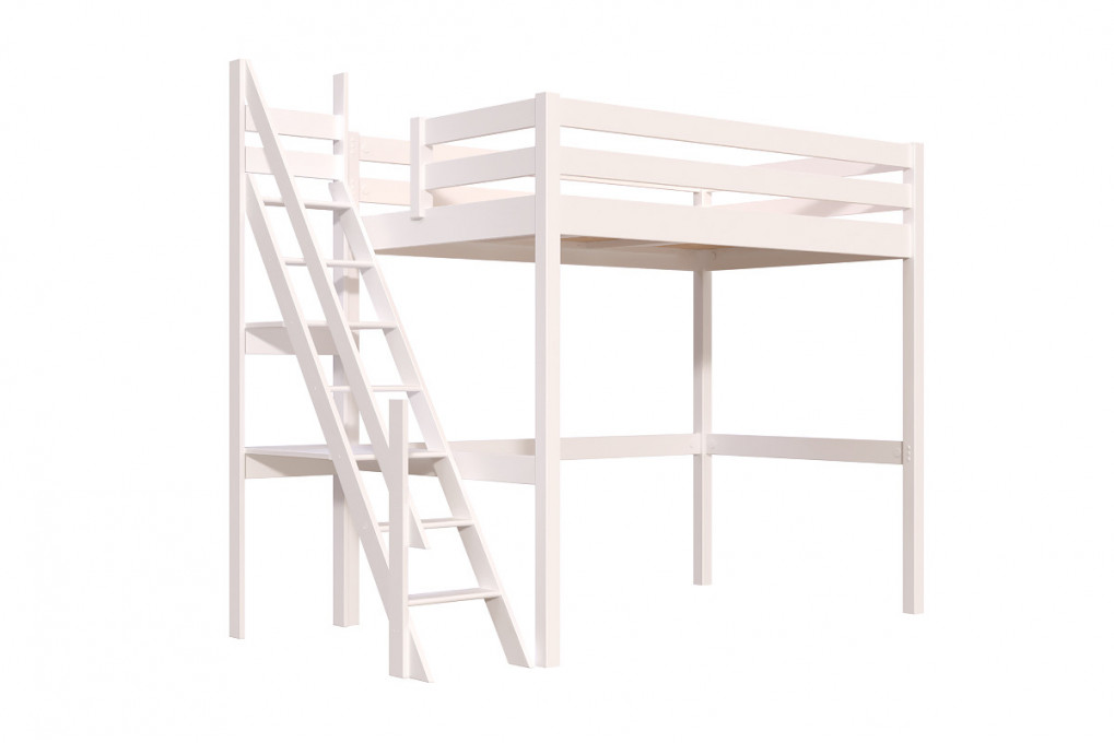 Lit mezzanine bois 120x200 Sylvia avec escalier de meunier