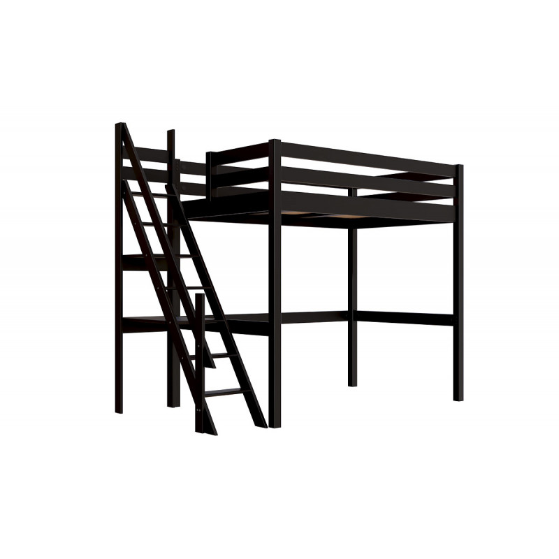 Lit mezzanine bois 120x200 Sylvia avec escalier de meunier