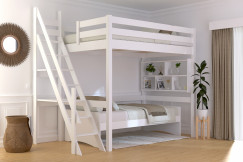 Lit mezzanine bois 120x200 Sylvia avec escalier de meunier