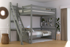Lit mezzanine bois 120x200 Sylvia avec escalier de meunier
