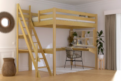 Lit mezzanine bois 120x200 Sylvia avec escalier de meunier