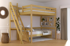 Lit mezzanine bois 120x200 Sylvia avec escalier de meunier