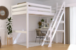 Lit mezzanine bois 120x200 Sylvia avec escalier de meunier