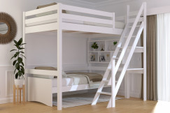 Lit mezzanine bois 120x200 Sylvia avec escalier de meunier