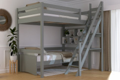 Lit mezzanine bois 120x200 Sylvia avec escalier de meunier