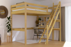 Lit mezzanine bois 120x200 Sylvia avec escalier de meunier