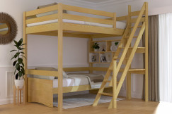 Lit mezzanine bois 120x200 Sylvia avec escalier de meunier