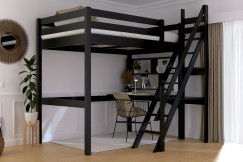 Lit mezzanine bois 120x200 Sylvia avec escalier de meunier