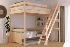 Lit mezzanine bois 120x200 Sylvia avec escalier de meunier