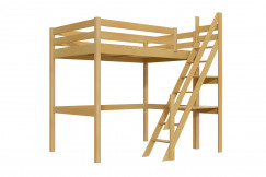Lit mezzanine bois 120x200 Sylvia avec escalier de meunier