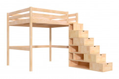 Cama alta Sylvia con estanteria escalera 160x200