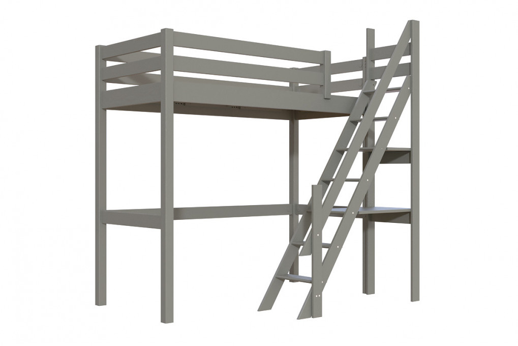 Lit Mezzanine bois Sylvia 90x200 avec escalier de meunier