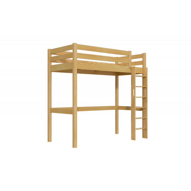 Lit en hauteur 1 place bois Sylvia 90x200 échelle droite