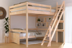 Lit Mezzanine bois 160x200 Sylvia avec escalier de meunier